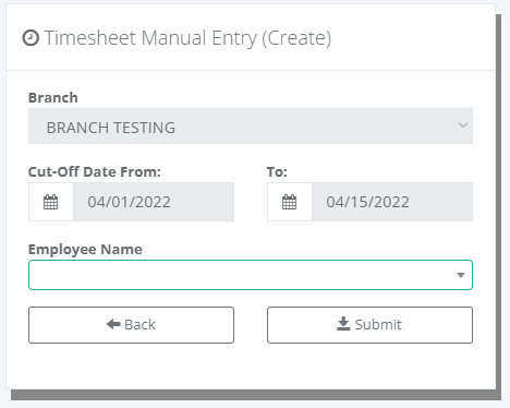 Timekeeping: Timesheet Filing (create)