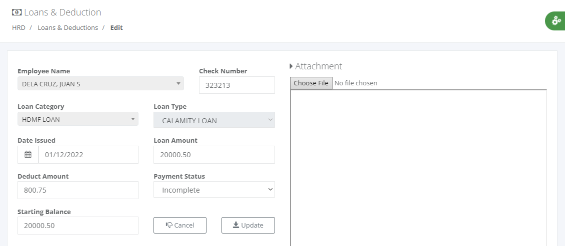 HRD: Loans and Deduction (Excel)