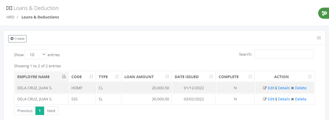 HRD: Loans and Deduction