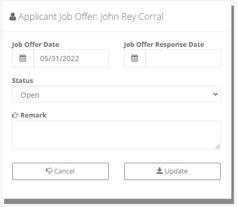 Recruitment: Job Offer (Response)