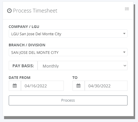 Timekeeping: Timesheet Process (by Branch)